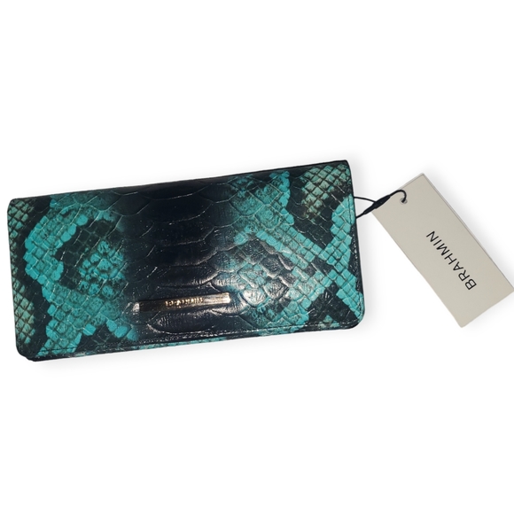 BRAHMIN Ady Wallet in Blue Waterford Genuine Leather - Picture 3 of 12